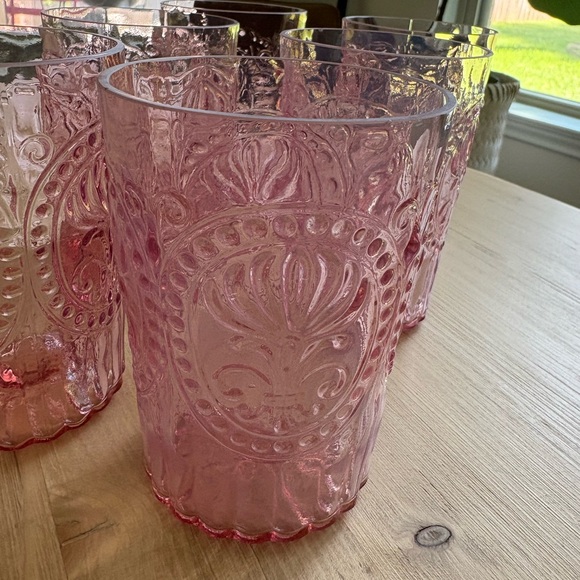 Anthropologie Large Pink Bohemian Glass Tumblers (Set of 6) - Picture 6 of 11